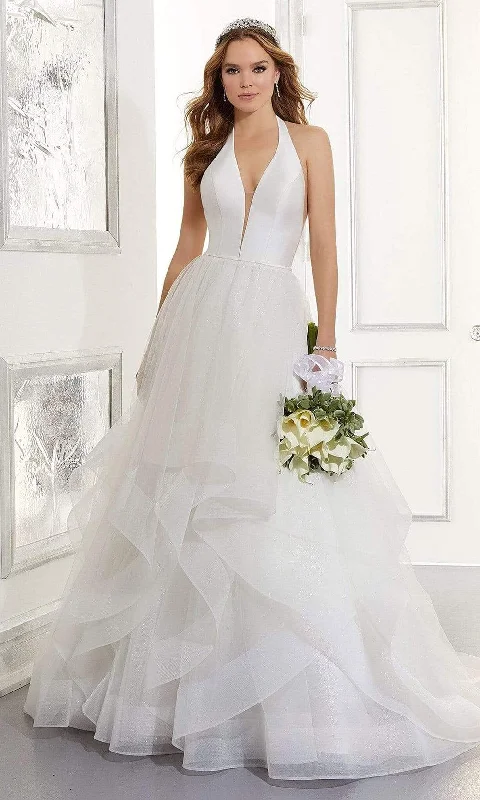 Mori Lee Bridal - 5866 Arabella Halter Tiered Tulle Wedding Gown