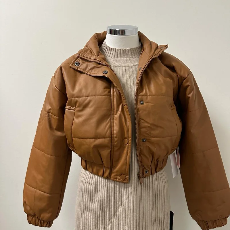 Gali Puff Leather Jacket - Brown