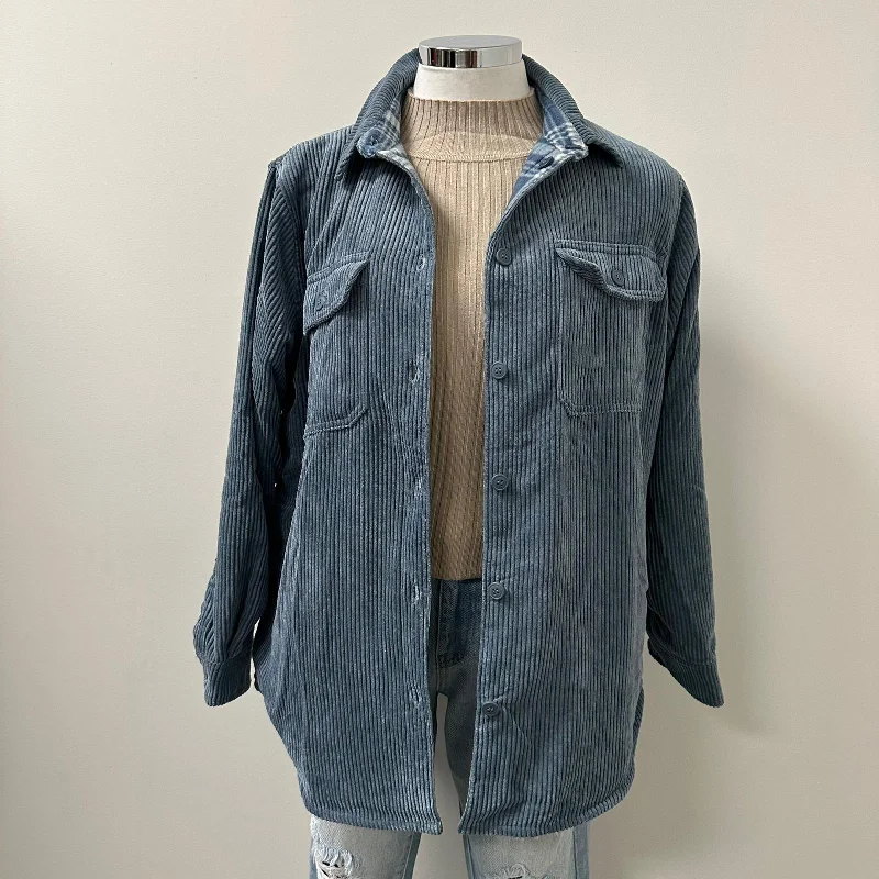 Gigi Reversible Corduroy Jacket-Blue Stone