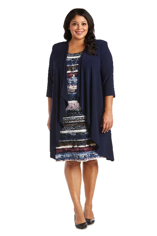 R&M Richards 7179W Short Plus Size Striped Dress